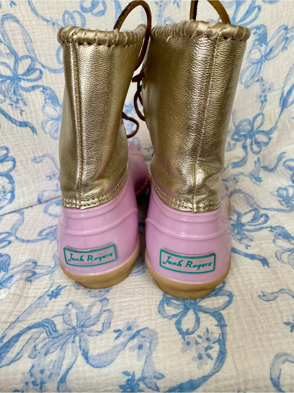 Jack Roger’s Gold and Pink Women's Duck Rain Boots